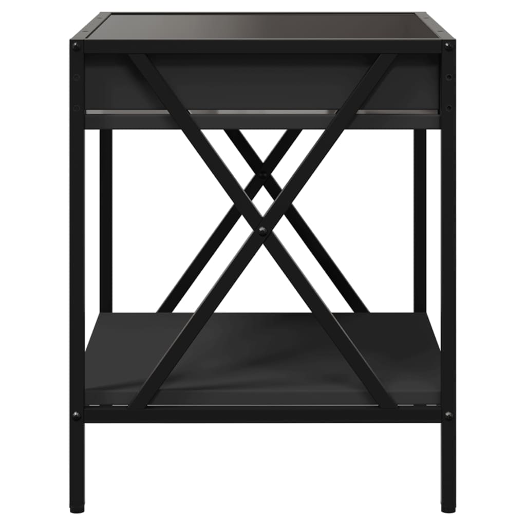 Bedside table with Infinity LED Black 40x40x49 cm