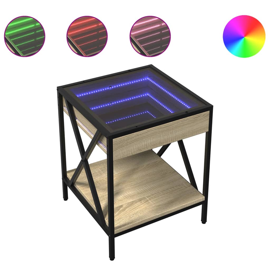 Bedside table with Infinity LED Sonoma oak 40x40x49 cm