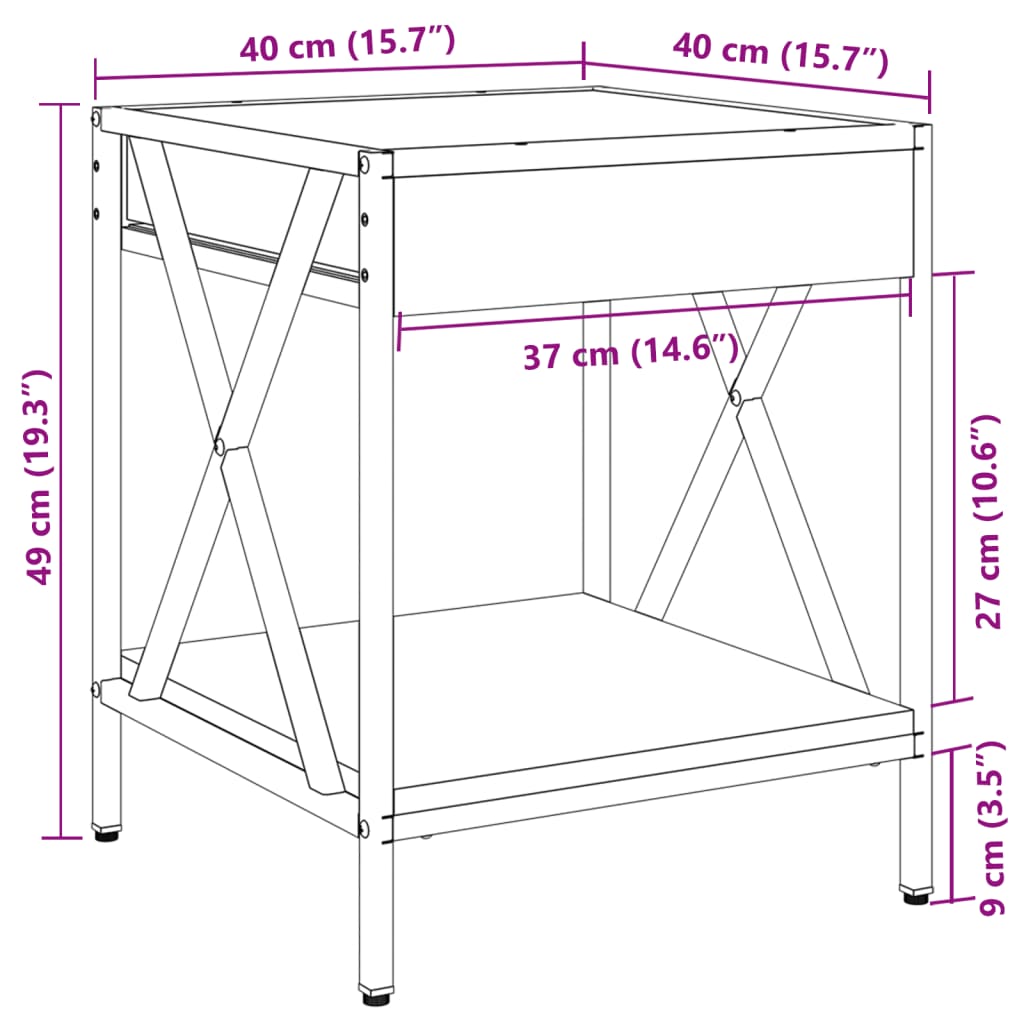 Nachttisch mit Infinity-LED Sonoma-Eiche 40x40x49 cm