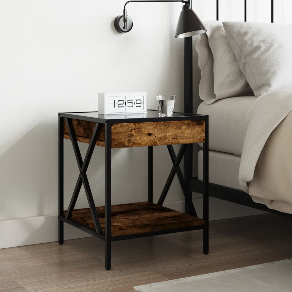 Bedside table with Infinity LED smoked oak 40x40x49 cm