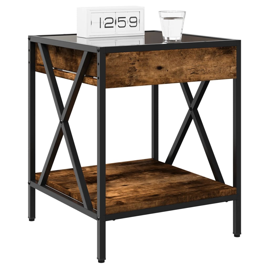 Bedside table with Infinity LED smoked oak 40x40x49 cm