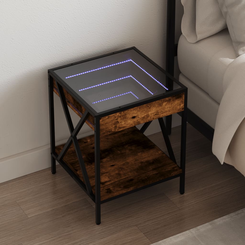 Bedside table with Infinity LED smoked oak 40x40x49 cm