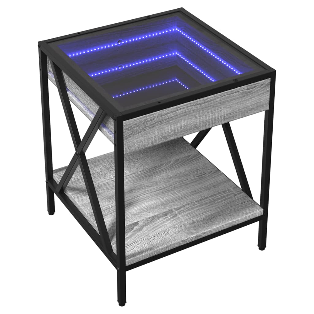 Bedside table with Infinity LED, Sonoma Grey, 40x40x49 cm