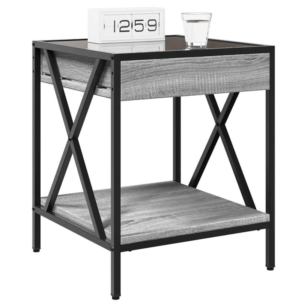 Bedside table with Infinity LED, Sonoma Grey, 40x40x49 cm