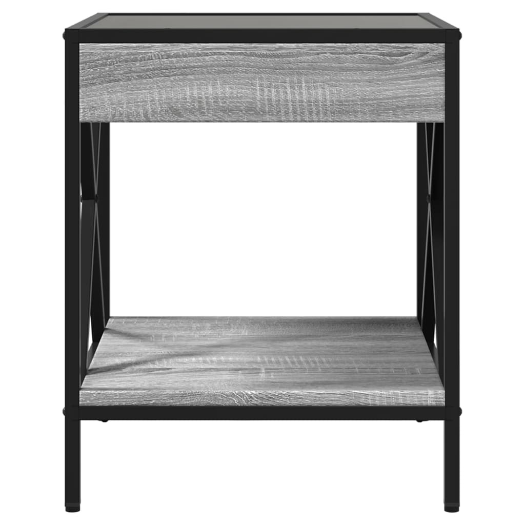 Bedside table with Infinity LED, Sonoma Grey, 40x40x49 cm