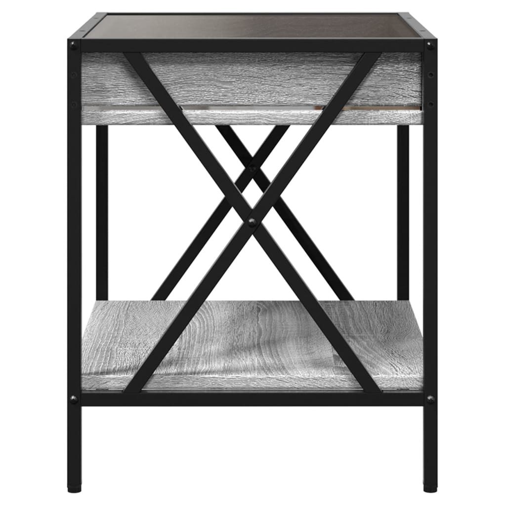 Bedside table with Infinity LED, Sonoma Grey, 40x40x49 cm