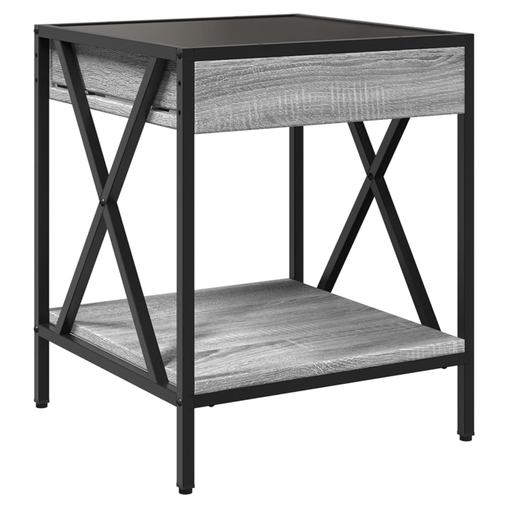 Bedside table with Infinity LED, Sonoma Grey, 40x40x49 cm