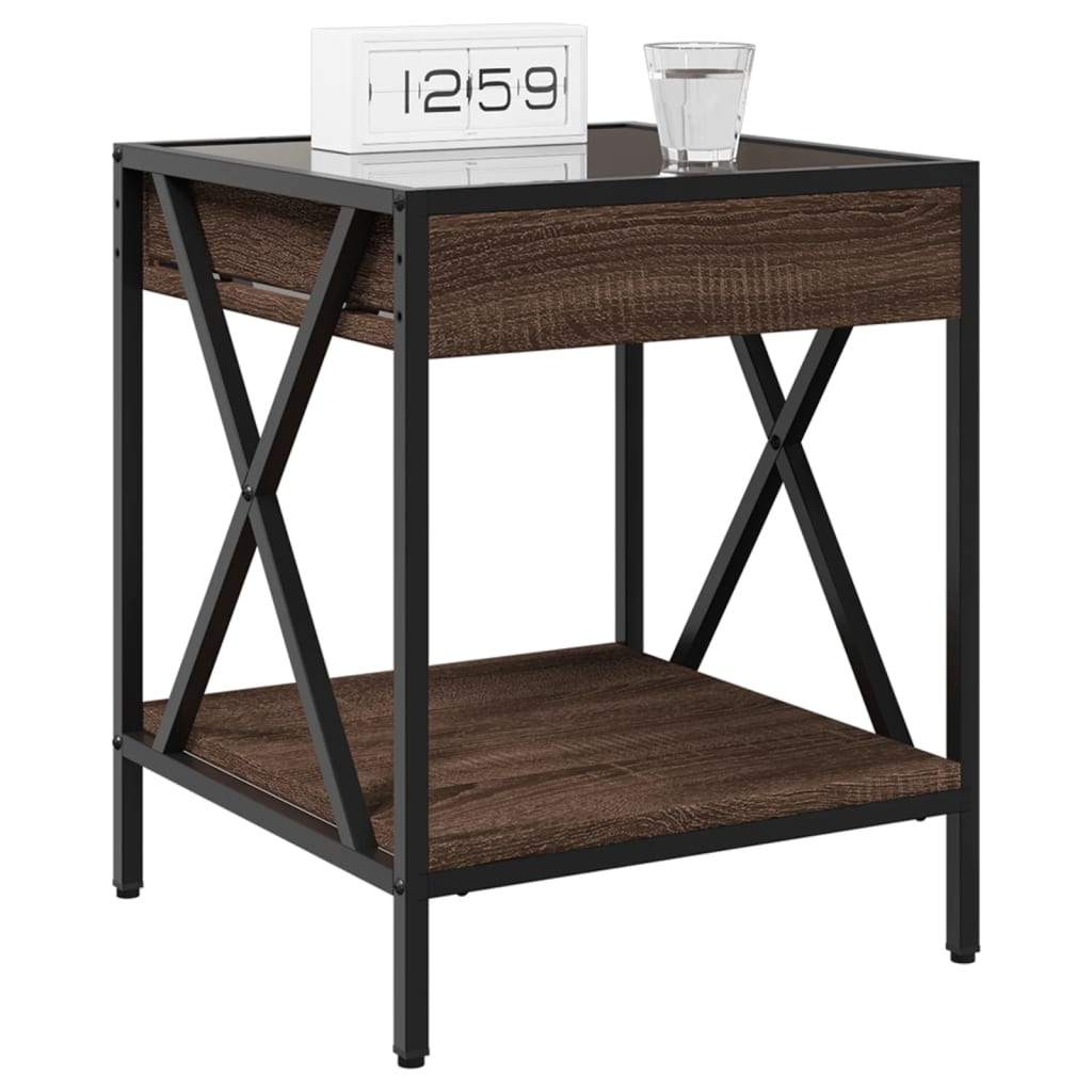 Bedside table with Infinity LED brown oak look 40x40x49 cm