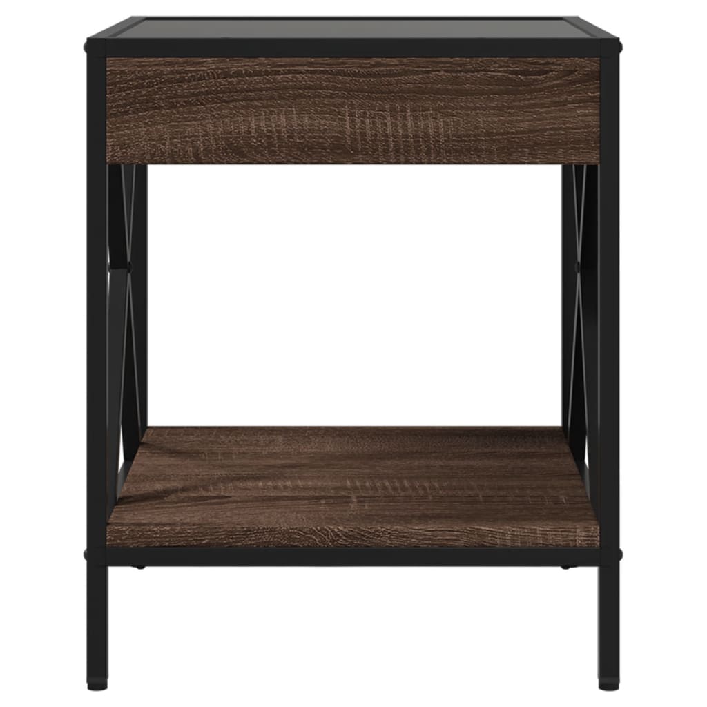 Bedside table with Infinity LED brown oak look 40x40x49 cm