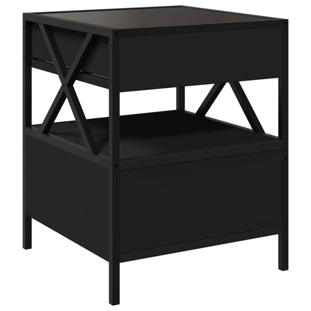 Bedside table with Infinity LED Black 40x40x51 cm