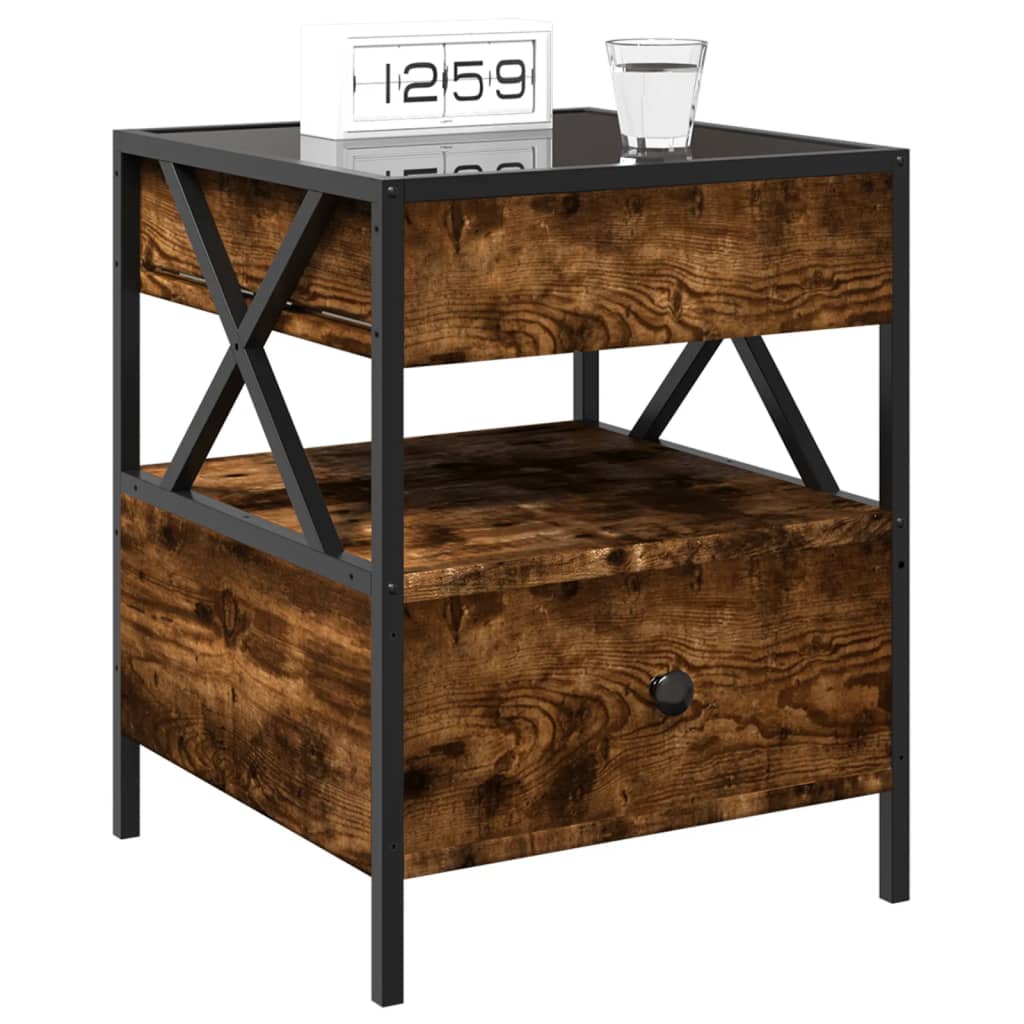 Bedside table with Infinity LED smoked oak 40x40x51 cm