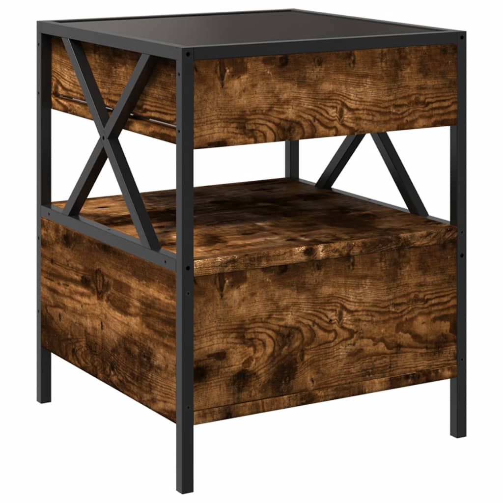 Bedside table with Infinity LED smoked oak 40x40x51 cm