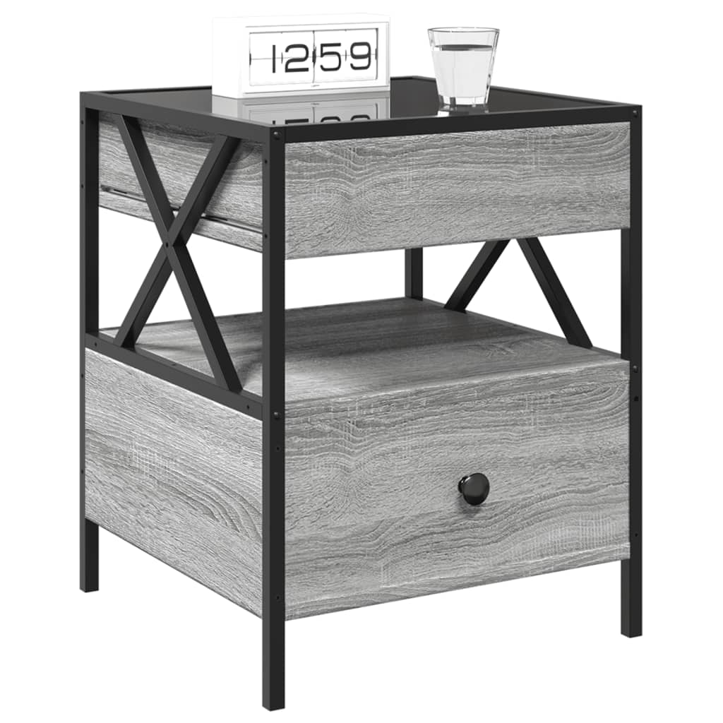 Bedside table with Infinity LED, Sonoma Grey, 40x40x51 cm