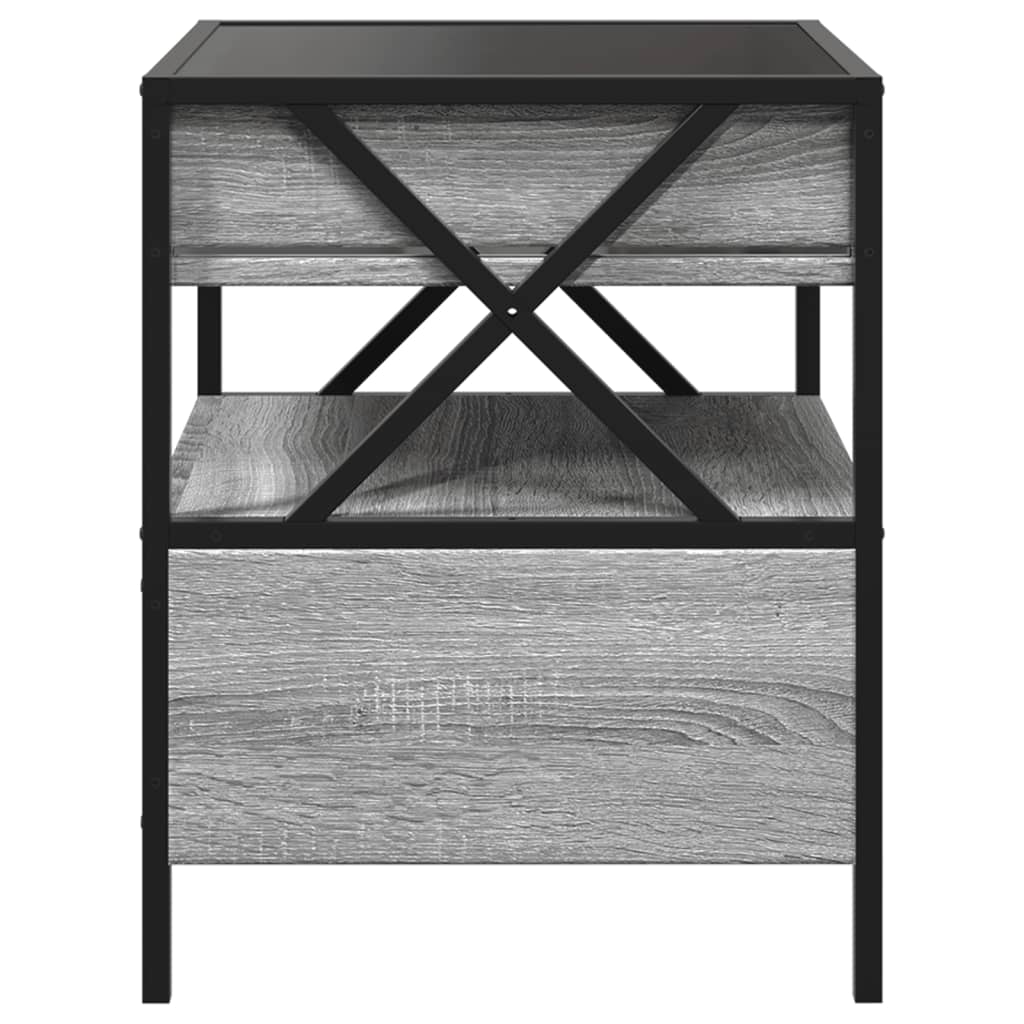 Bedside table with Infinity LED, Sonoma Grey, 40x40x51 cm