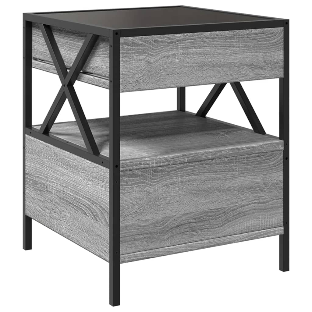 Bedside table with Infinity LED, Sonoma Grey, 40x40x51 cm