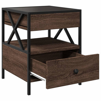 Nachttisch mit Infinity-LED Braun Eichen-Optik 40x40x51 cm