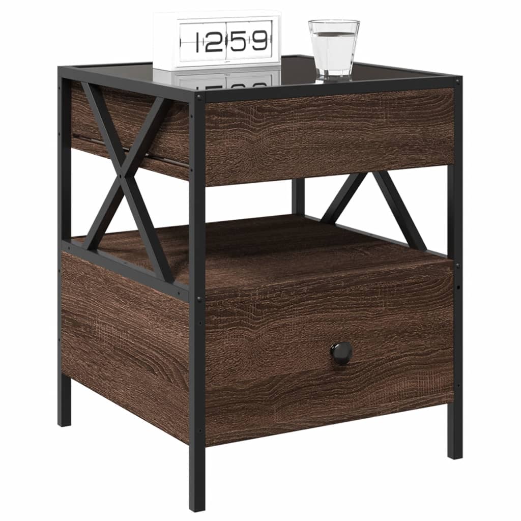 Bedside table with Infinity LED brown oak look 40x40x51 cm
