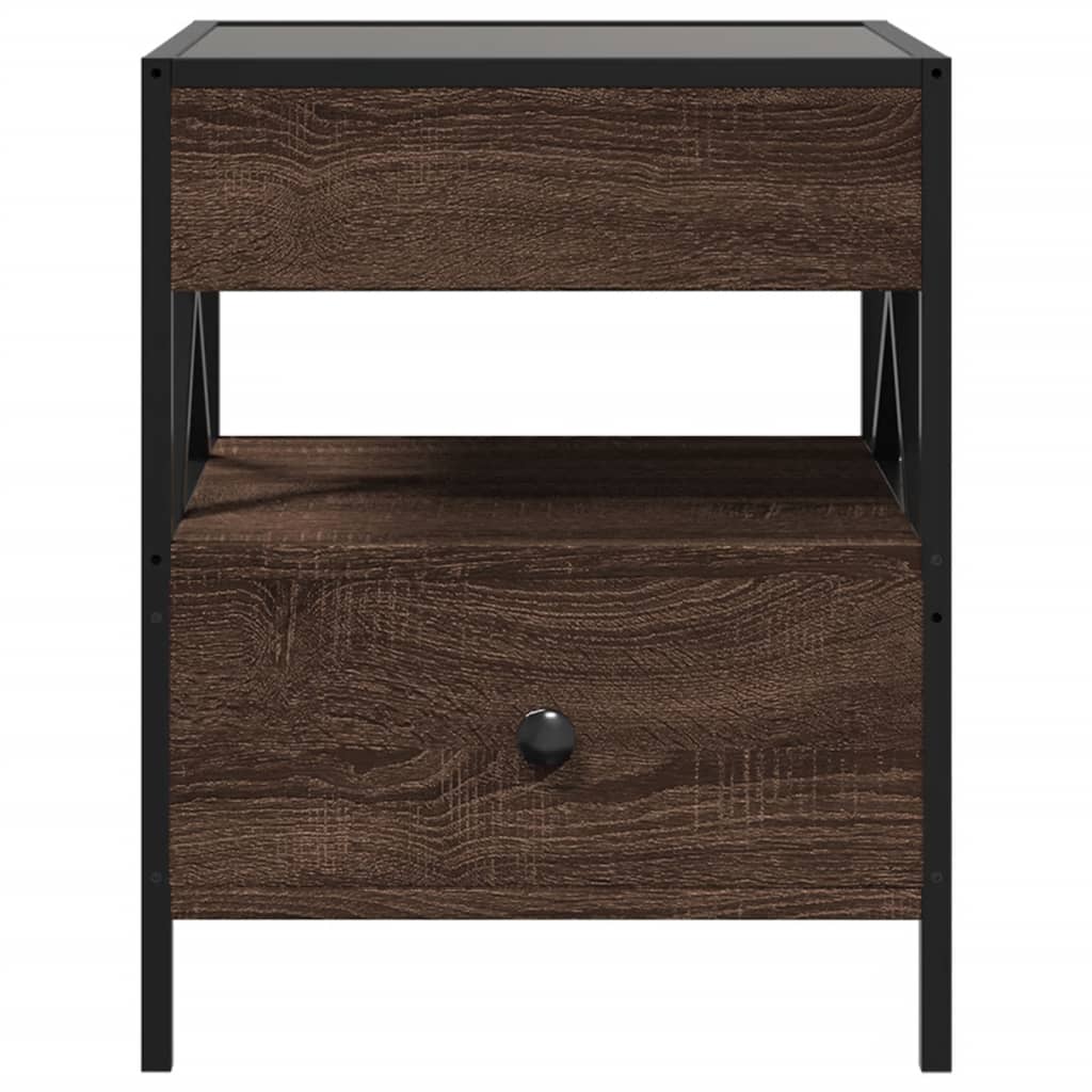 Bedside table with Infinity LED brown oak look 40x40x51 cm