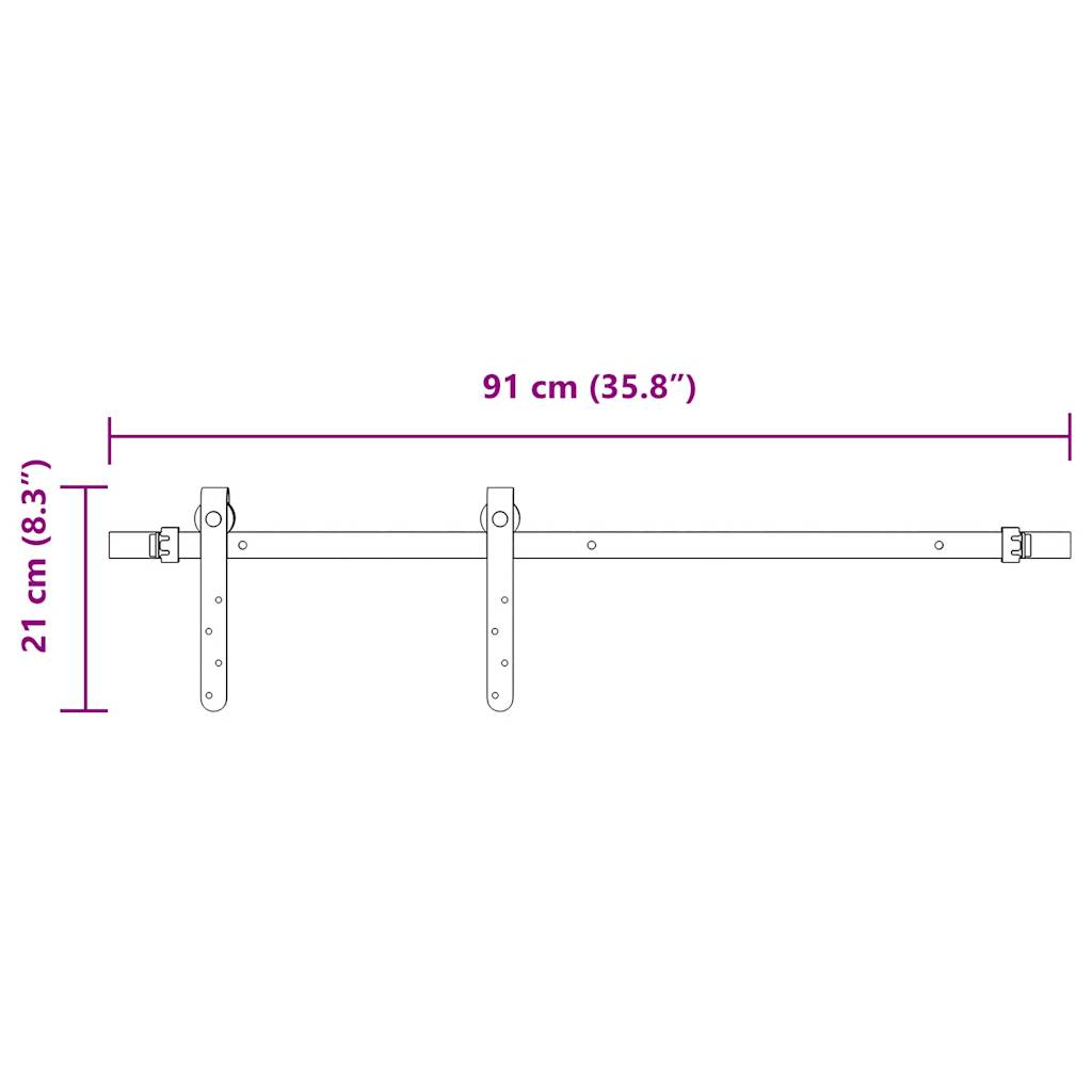 Kit de ferrures pour portes coulissantes pour portes de placard 91 cm en acier au carbone