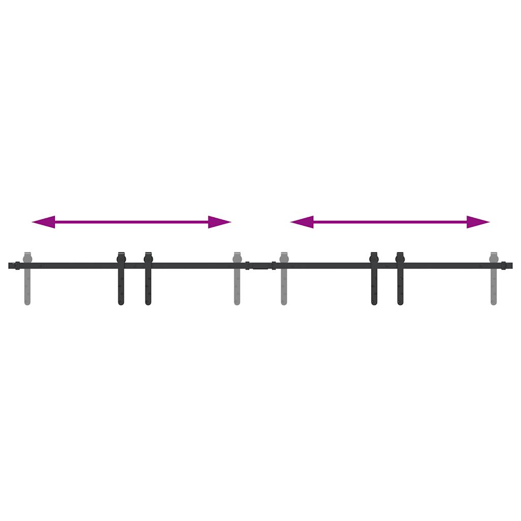 Sliding door fitting set for cabinet doors 200 cm carbon steel