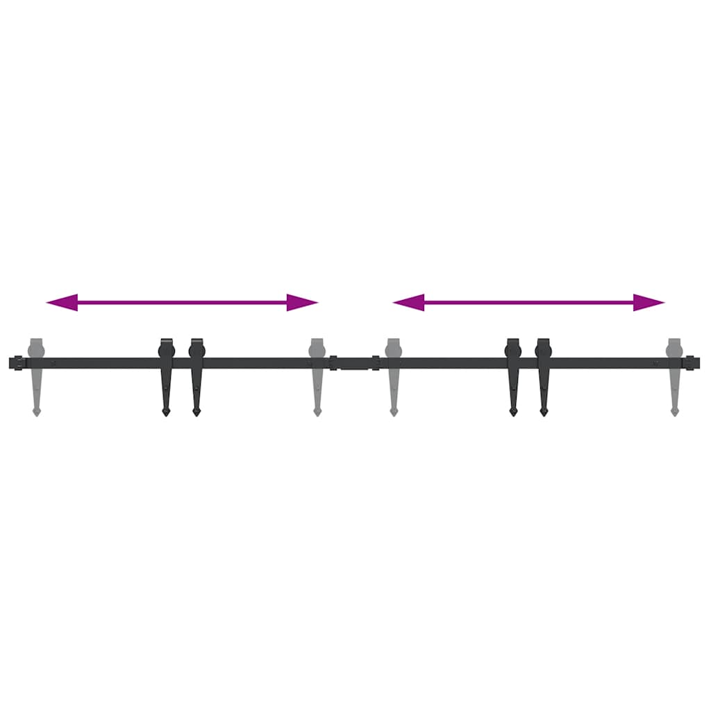 Sliding door fitting set for cabinet doors 152 cm carbon steel