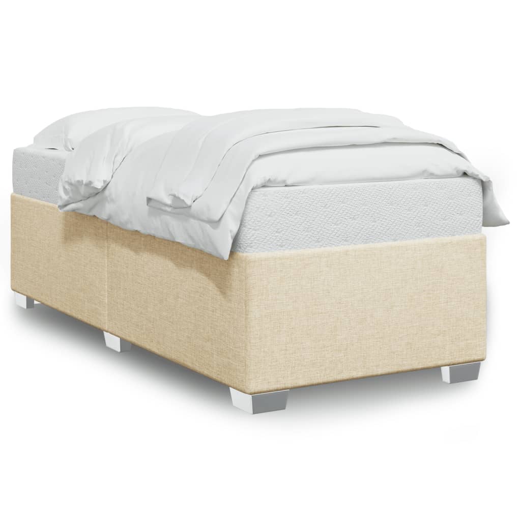 Bettgestell ohne Matratze Creme 90x200 cm Stoff