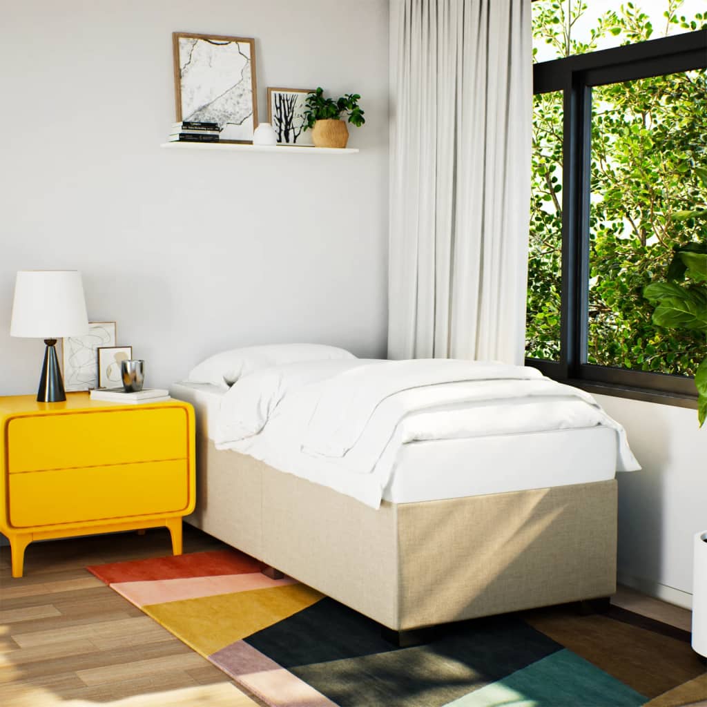 Bettgestell ohne Matratze Creme 90x200 cm Stoff