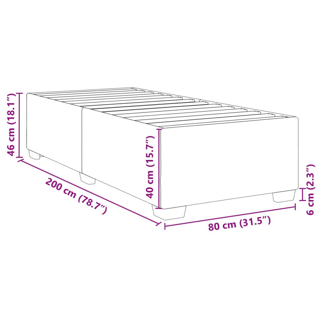 Bettgestell Schwarz 80x200 cm Kunstleder