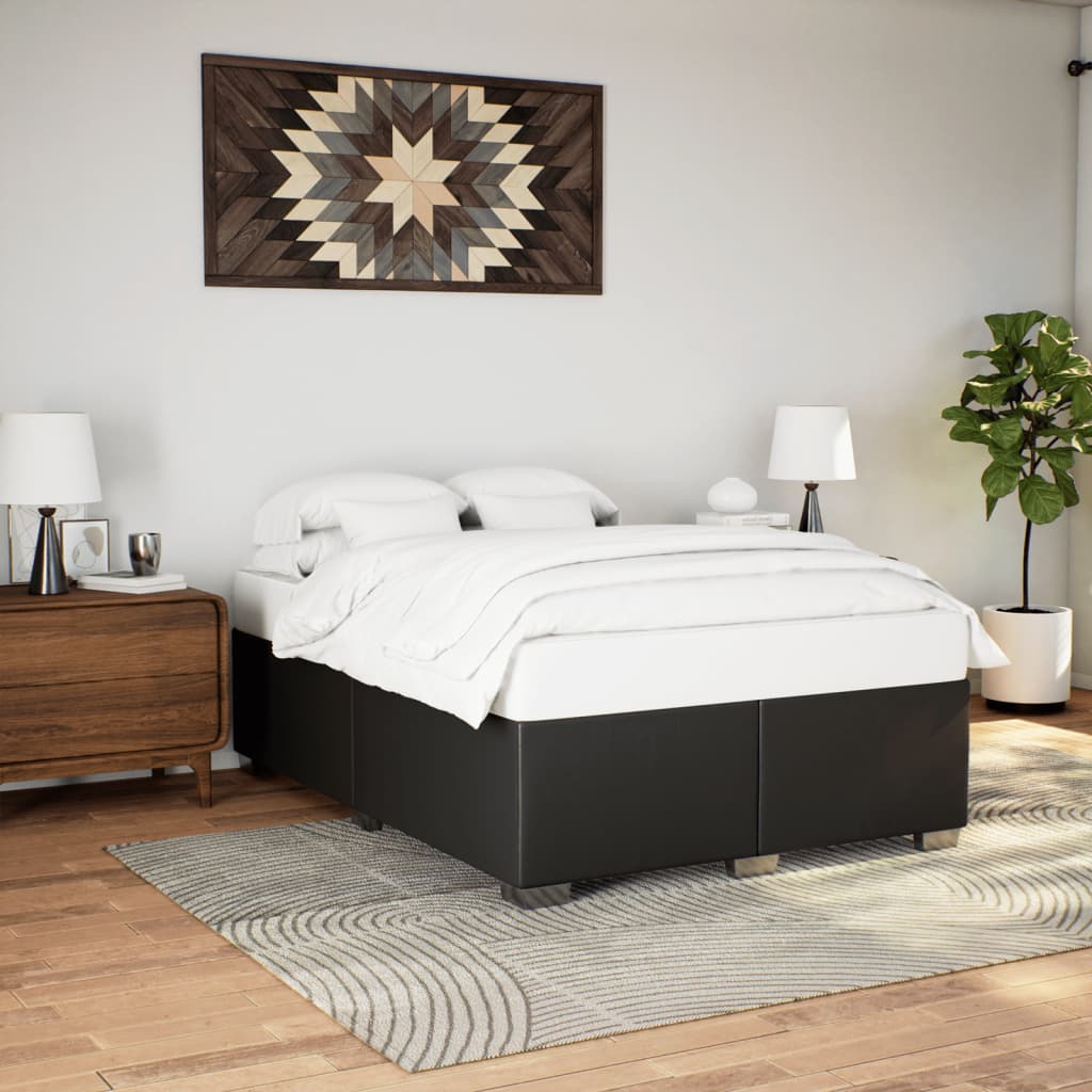Bettgestell Schwarz 140x190 cm Kunstleder