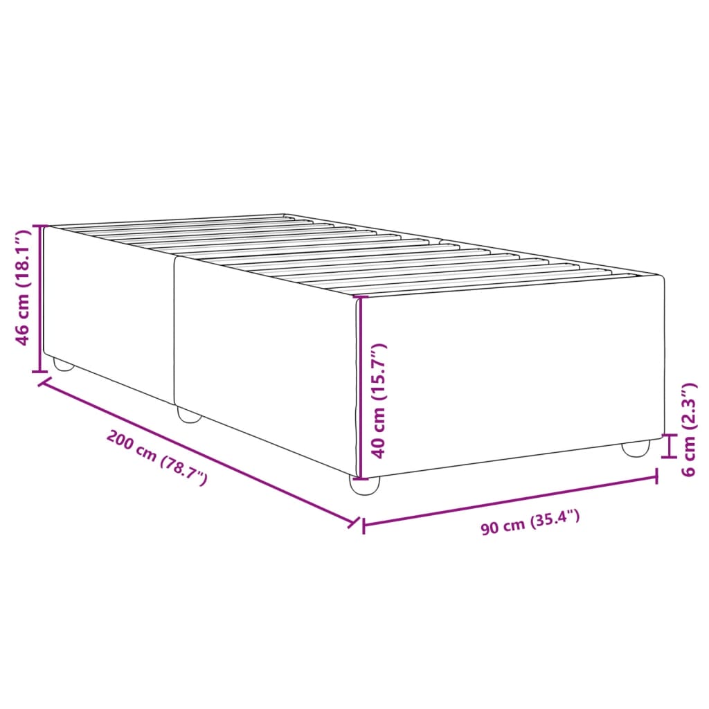 Bettgestell ohne Matratze Creme 90x200 cm Stoff