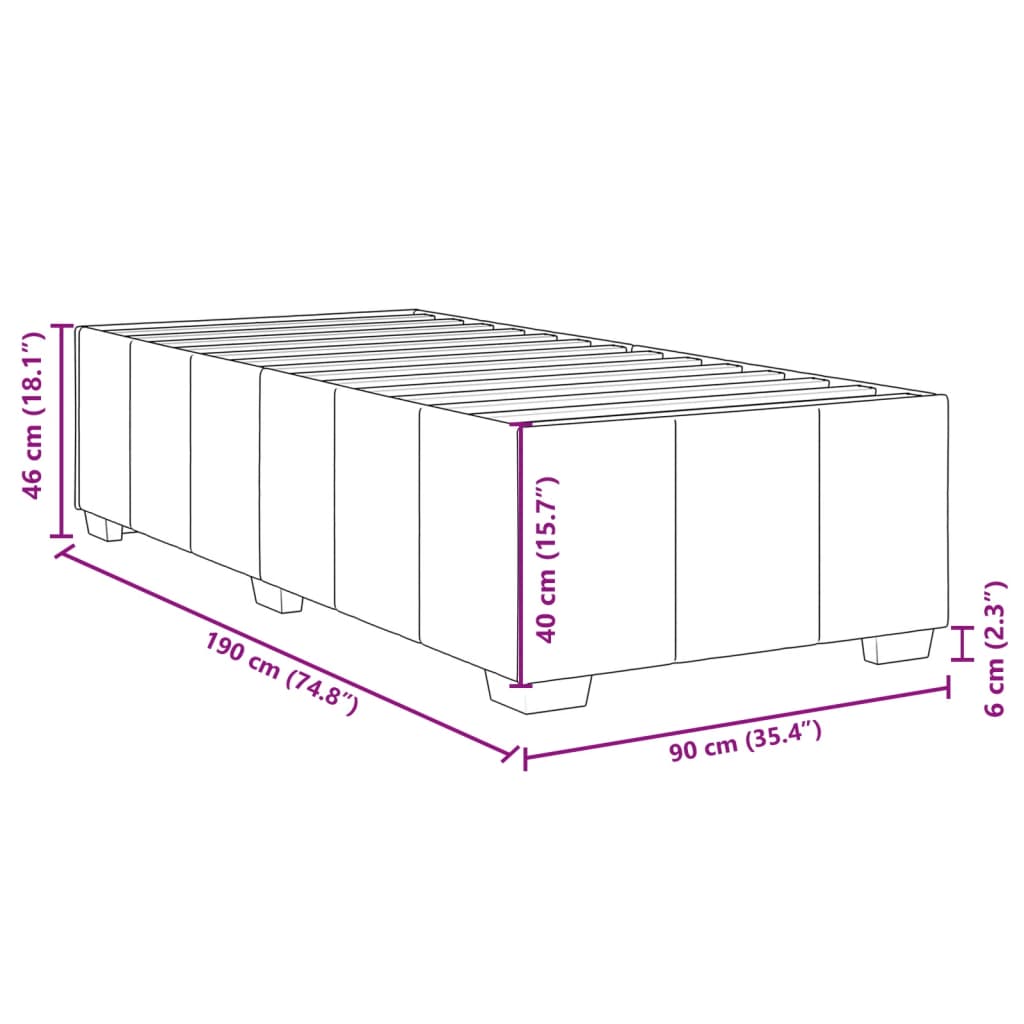 Bettgestell ohne Matratze Dunkelgrau 90x190 cm Stoff