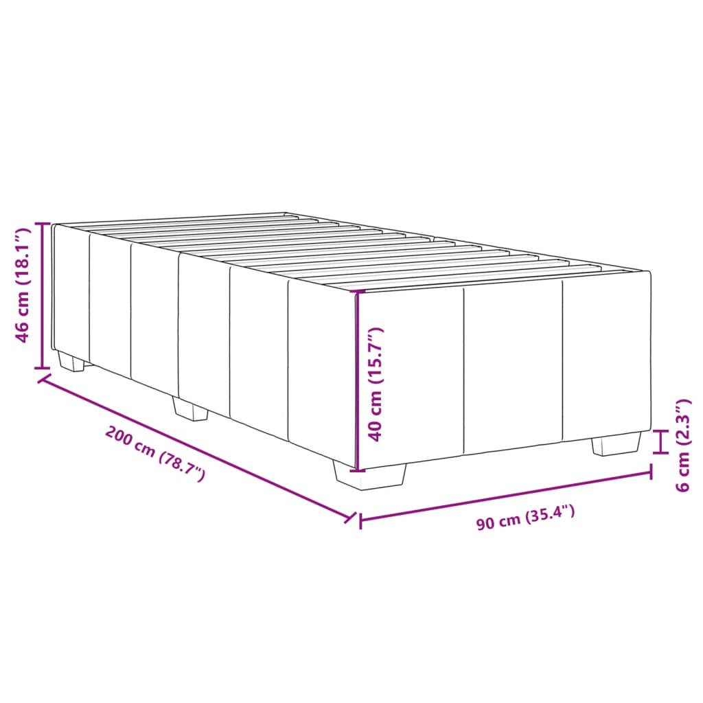 Bettgestell ohne Matratze Creme 90x200 cm Stoff
