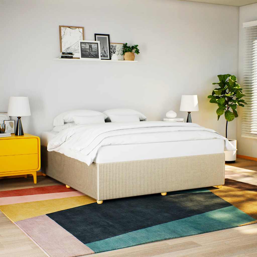 Bettgestell ohne Matratze Creme 200x200 cm Stoff