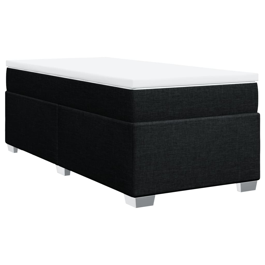 Lit à sommier tapissier avec matelas tissu noir 80x200 cm