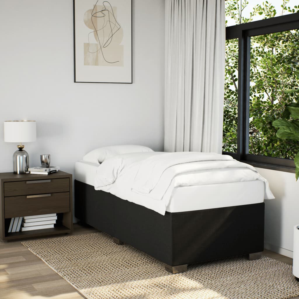 Lit à sommier tapissier avec matelas tissu noir 80x200 cm