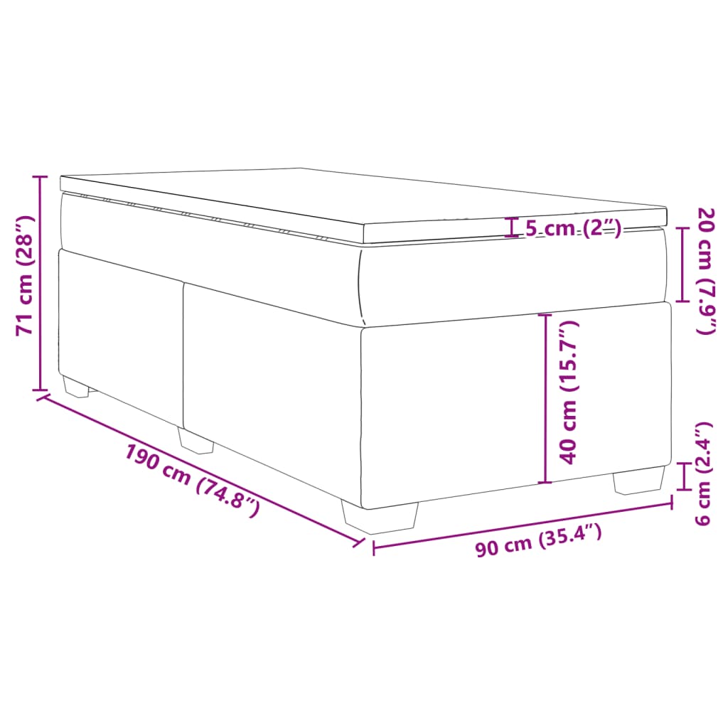 Boxspringbett mit Matratze Dunkelgrau 90x190 cm Stoff