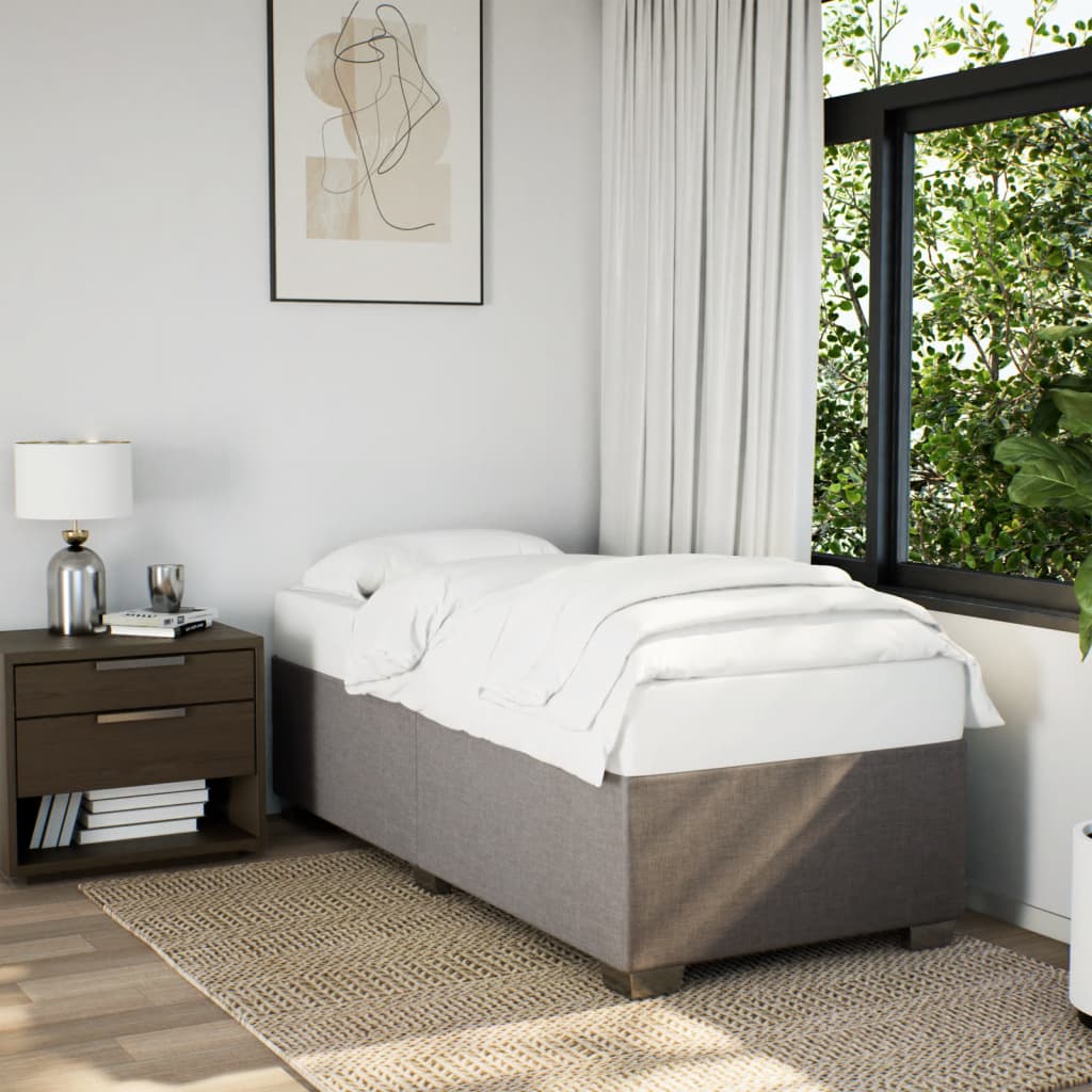 Lit sommier tapissier avec matelas tissu taupe 90x190 cm