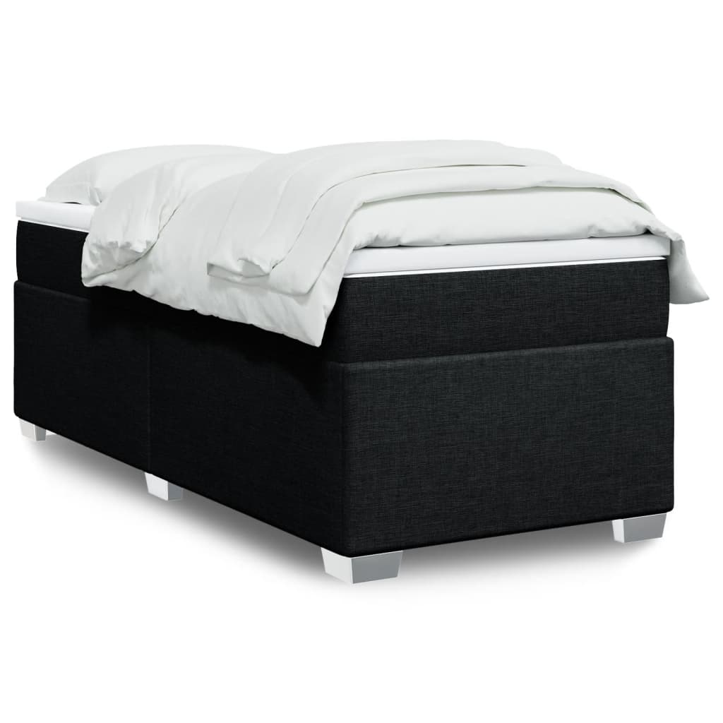 Lit à sommier tapissier avec matelas tissu noir 90x200 cm