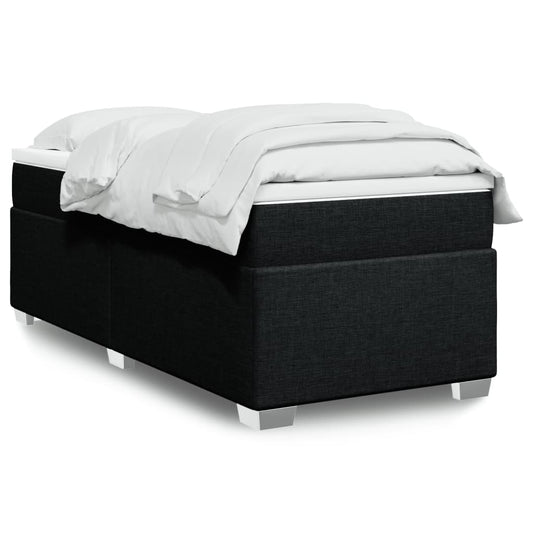 Lit à sommier tapissier avec matelas tissu noir 100x200 cm