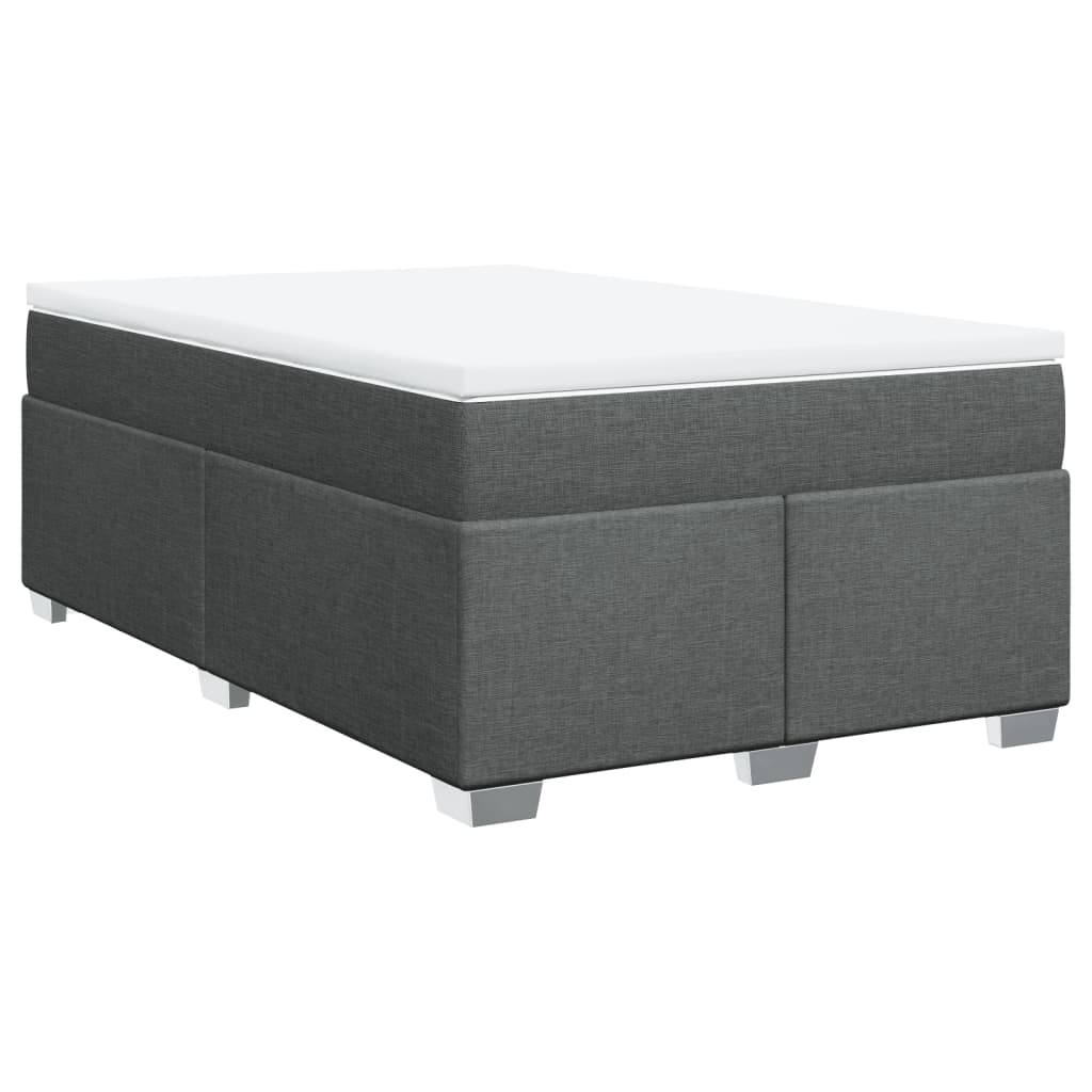 Box spring bed with mattress dark grey 120x200 cm fabric