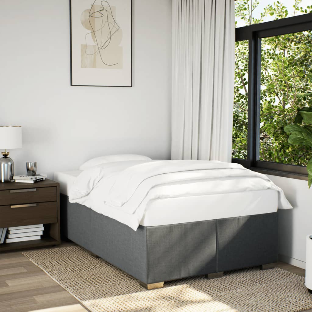 Box spring bed with mattress dark grey 120x200 cm fabric