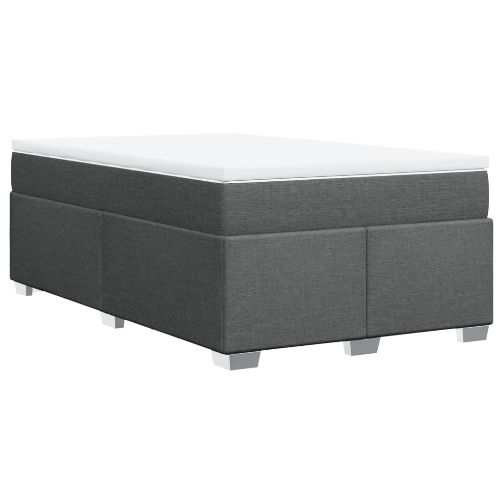 Box spring bed with mattress dark grey 120x200 cm fabric