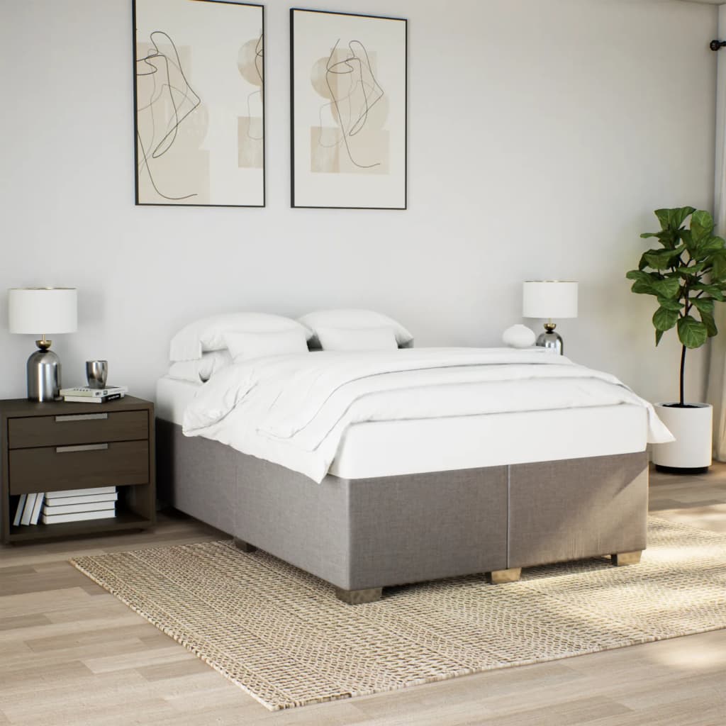 Lit à sommier tapissier avec matelas taupe 140x190 cm tissu