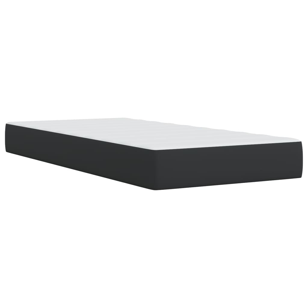 Lit à sommier tapissier avec matelas noir 80x200 cm en cuir artificiel