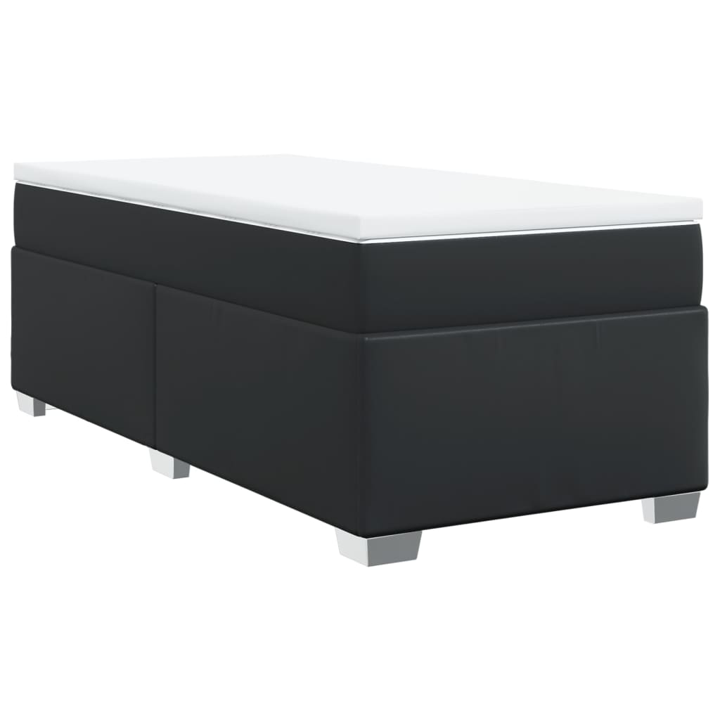 Lit à sommier tapissier avec matelas noir 90x190 cm en similicuir