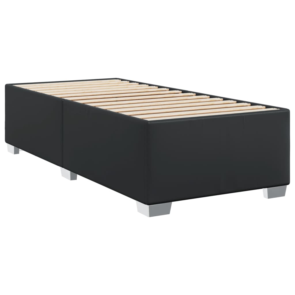 Lit à sommier tapissier avec matelas noir 90x190 cm en similicuir