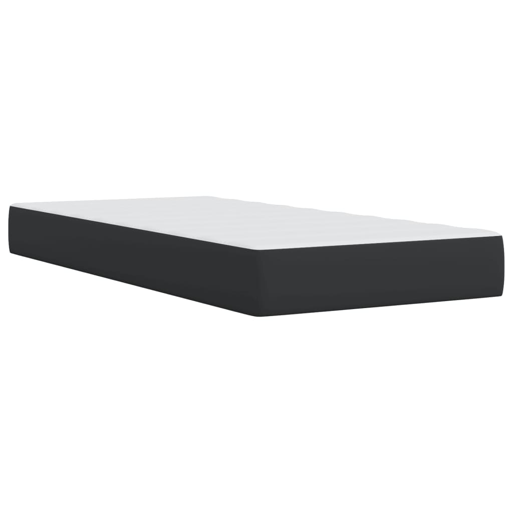 Lit à sommier tapissier avec matelas noir 90x190 cm en similicuir
