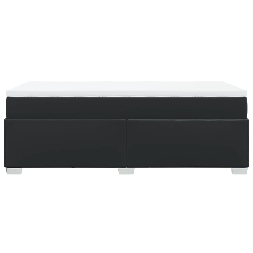 Lit à sommier tapissier avec matelas noir 90x190 cm en similicuir