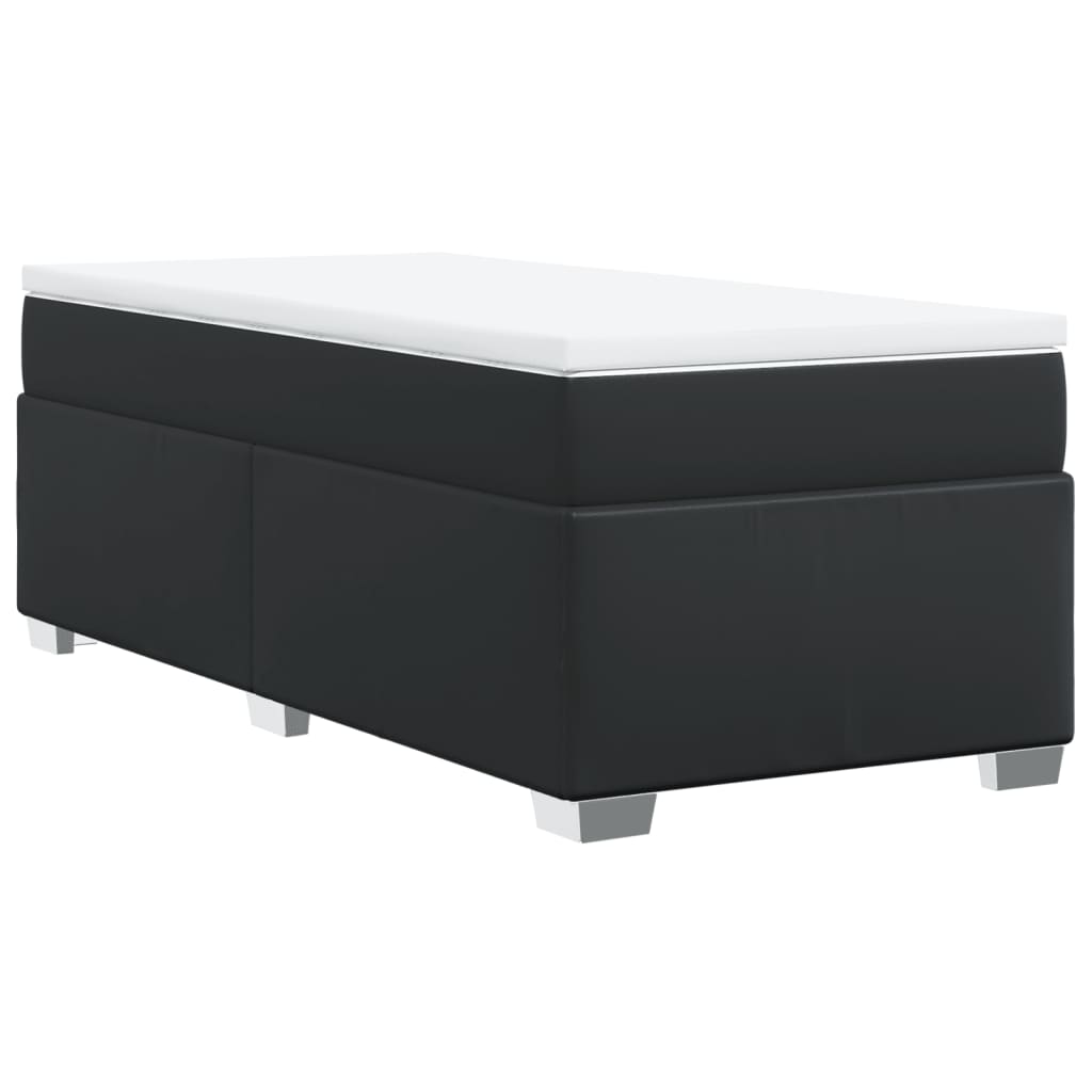 Lit à sommier tapissier avec matelas noir 90x190 cm en similicuir