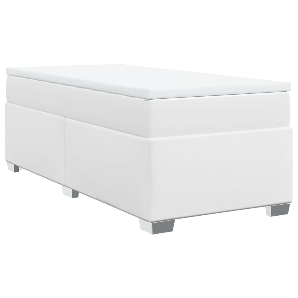 Lit à sommier tapissier avec matelas blanc 90x200 cm en similicuir